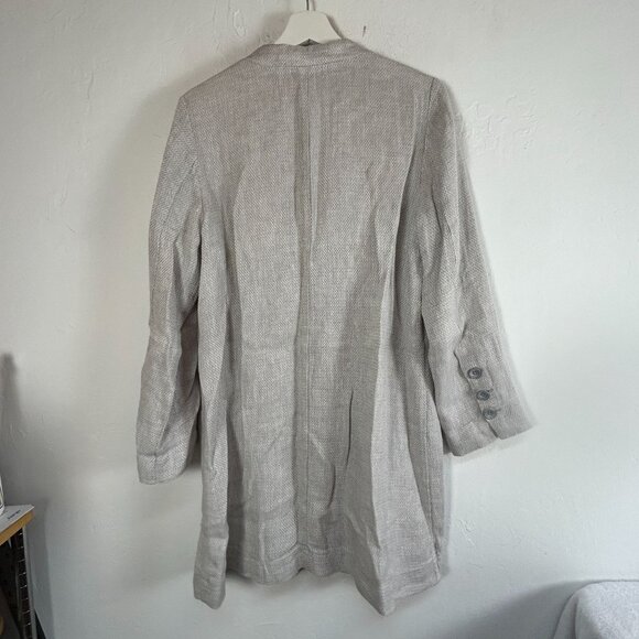 Habitat Womens Linen Button Front Tunic Jacket Medium Gray Pockets Lightweight - Picture 2 of 10